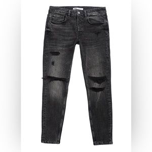 Zara men’s super skinny ripped black denim jeans size 36 like new used condition